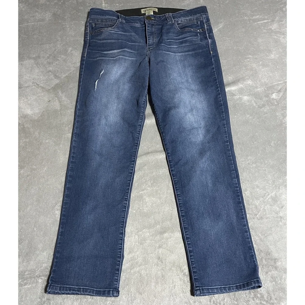 Democracy‎ Jeans Womens 16 Straight Leg Stretch Elastic Waist Blue Skinny